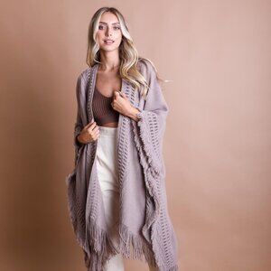 Elegant Taupe Fringe Sweater